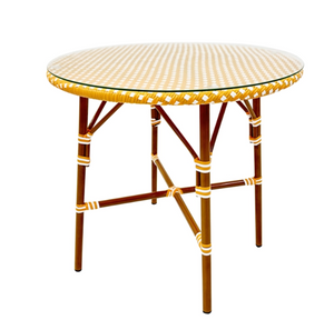 Cafe Yellow Round Glass Table