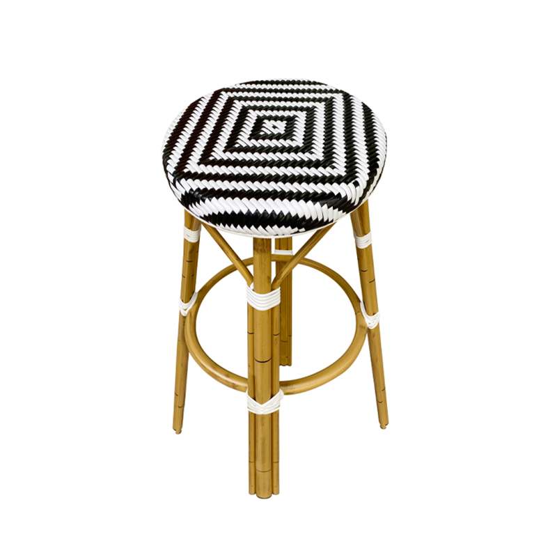 Black White Armless Commercial Rattan Bar Stool from China manufacturer